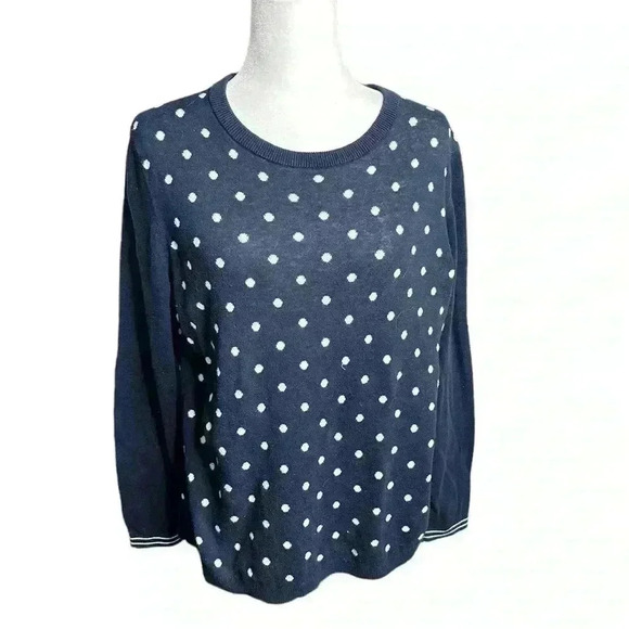Tommy Hilfiger Navy and White Polk a Dot Sweater XL - Picture 5 of 6